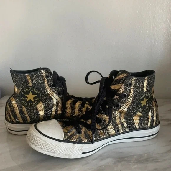 Converse Black and Gold High-Top Sneakers - Picture 2 of 5
